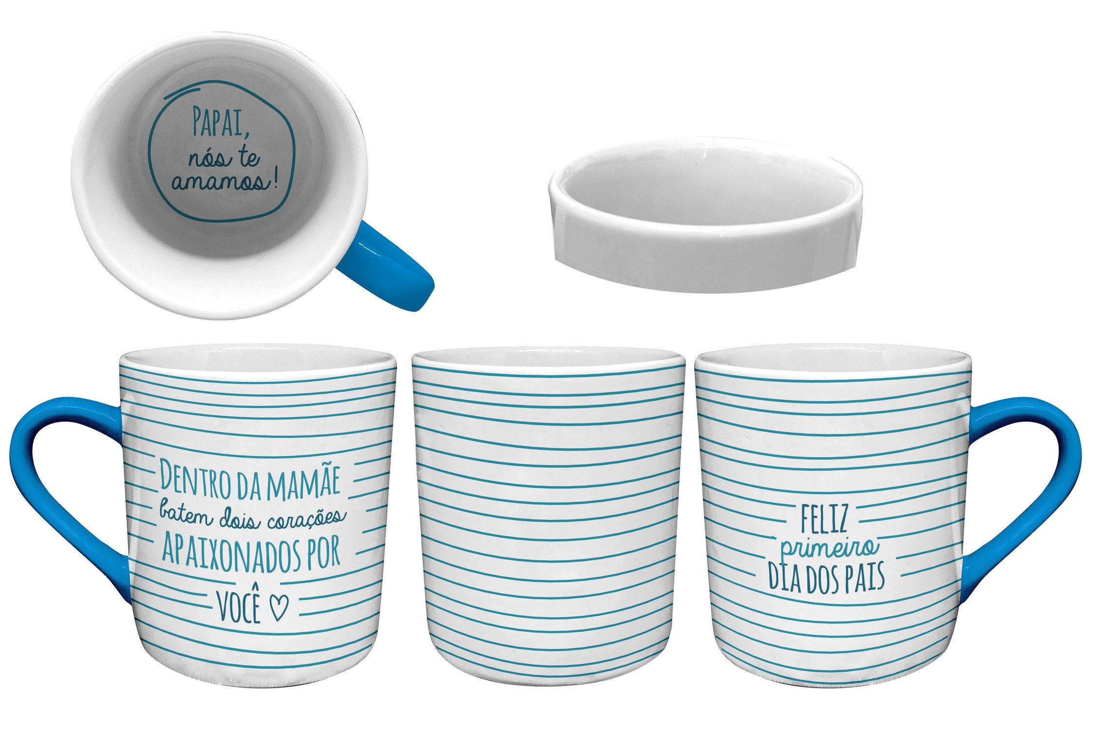 Zazpi Ceramics Cod 7213 Caneca Decor Reta Z Cabo C 300ml 13 X 8 5 X 9 1 Cm Branco Azul